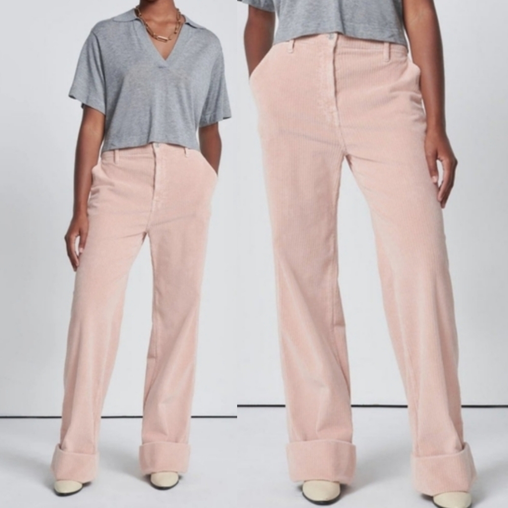 Nwt 7 For All Mankind Wide Leg Corduroy Easy Trouser In Cameo Rose 31 $348